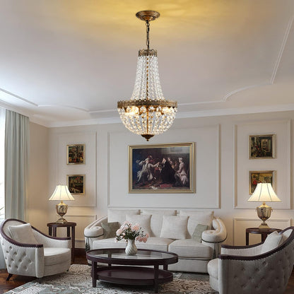 French Empire Mini Crystal Chandelier | 4 Lights | Bronze Finish