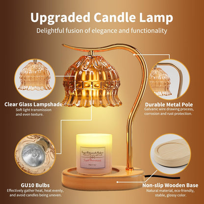 Vintage Flower Candle Warmer Lamp with Timer - Dimmable - Clear