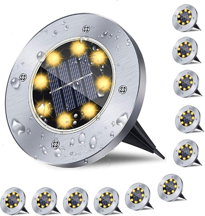 12 Pack Waterproof Solar Garden Lights | Bright In-Ground Lights