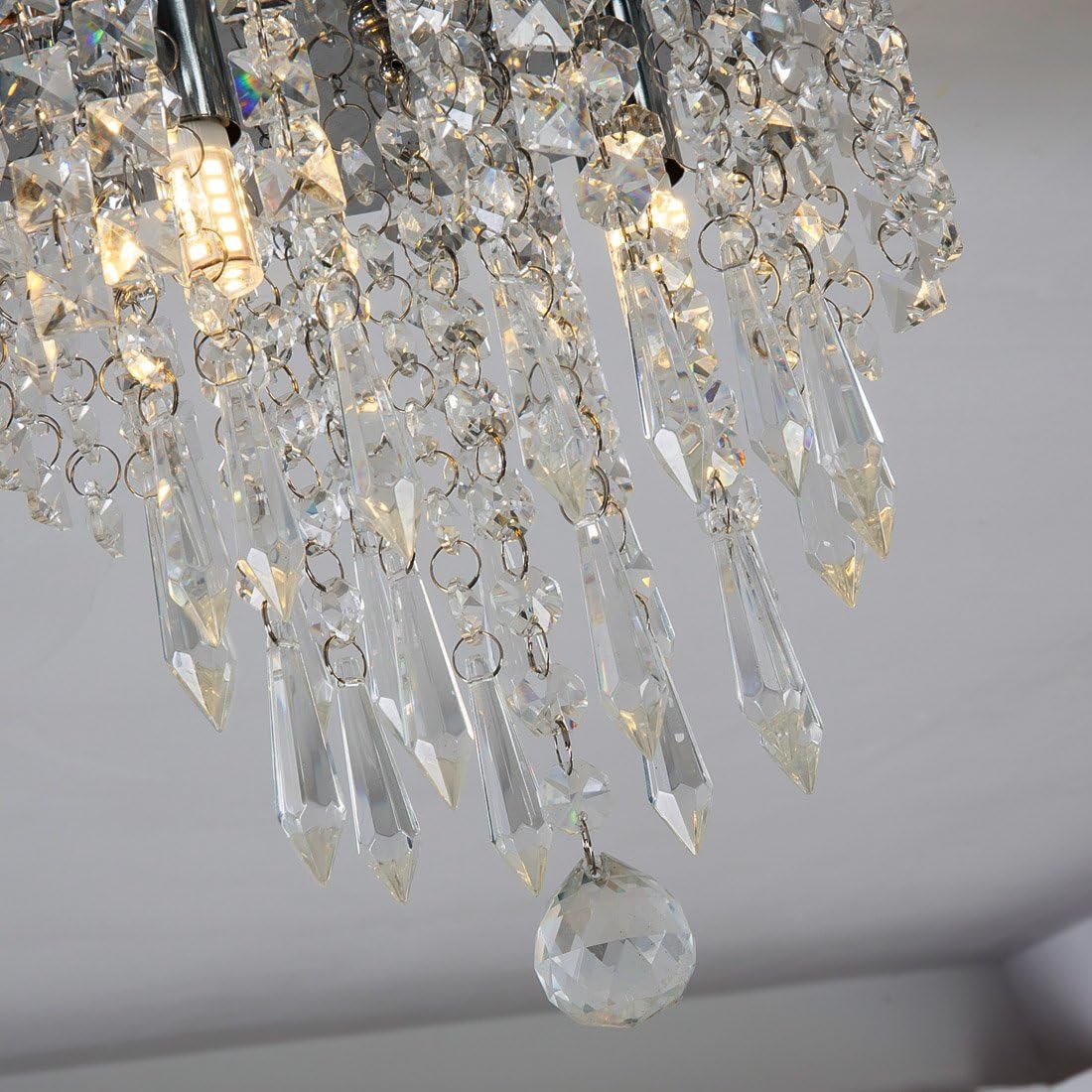 Mini Crystal Chandelier | 2 Lights | Flush Mount Ceiling Fixture