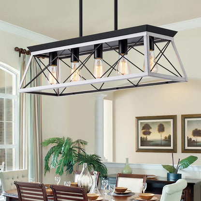 5-Light Farmhouse Pendant Light Fixture | Adjustable Height | Rustic