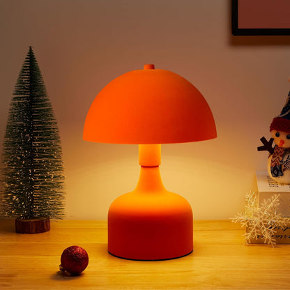 Mushroom Table Lamp - Modern Bedside Lamp, Flocking Shade - Orange