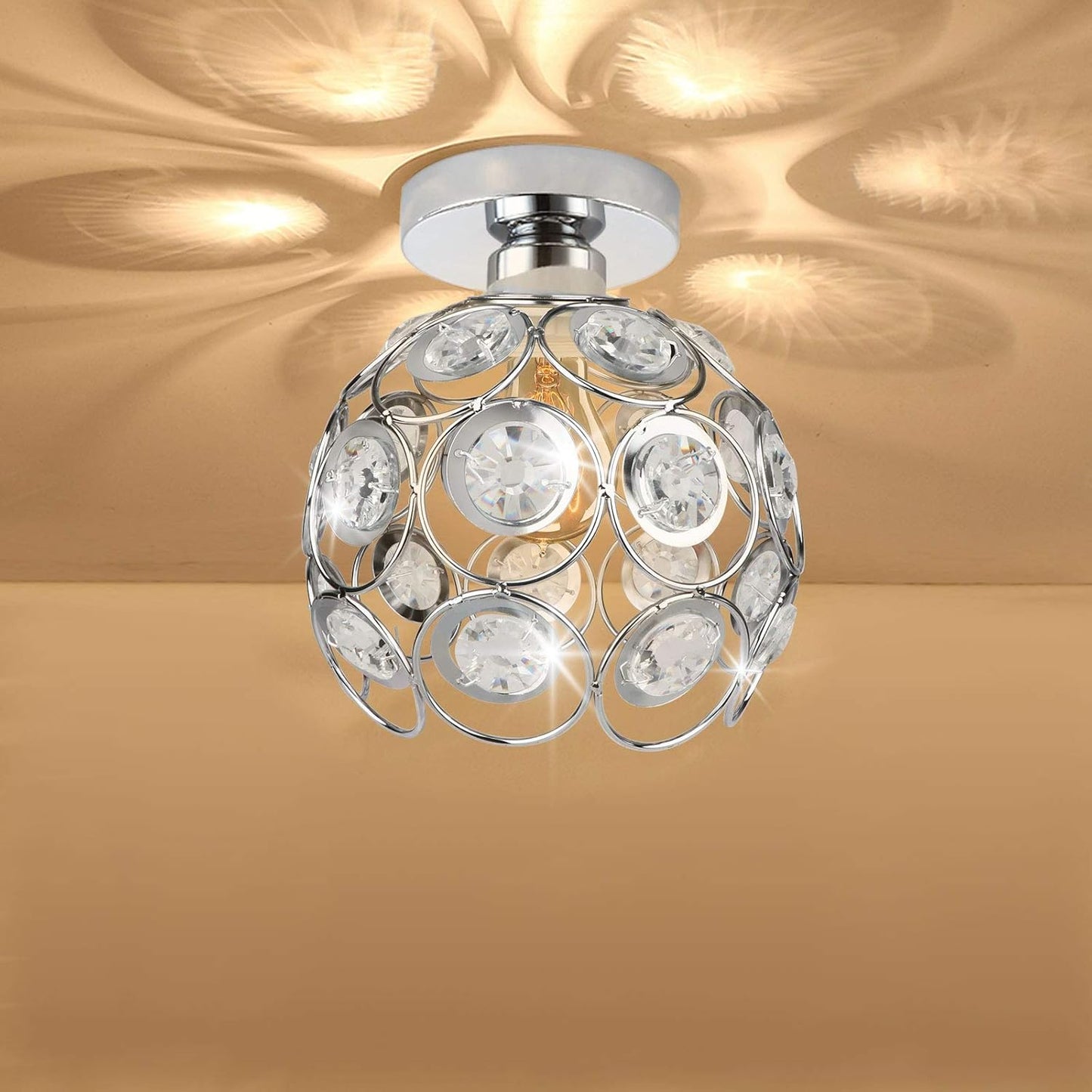 Black Mini Crystal Chandelier - Semi Flush Mount - E26 Base