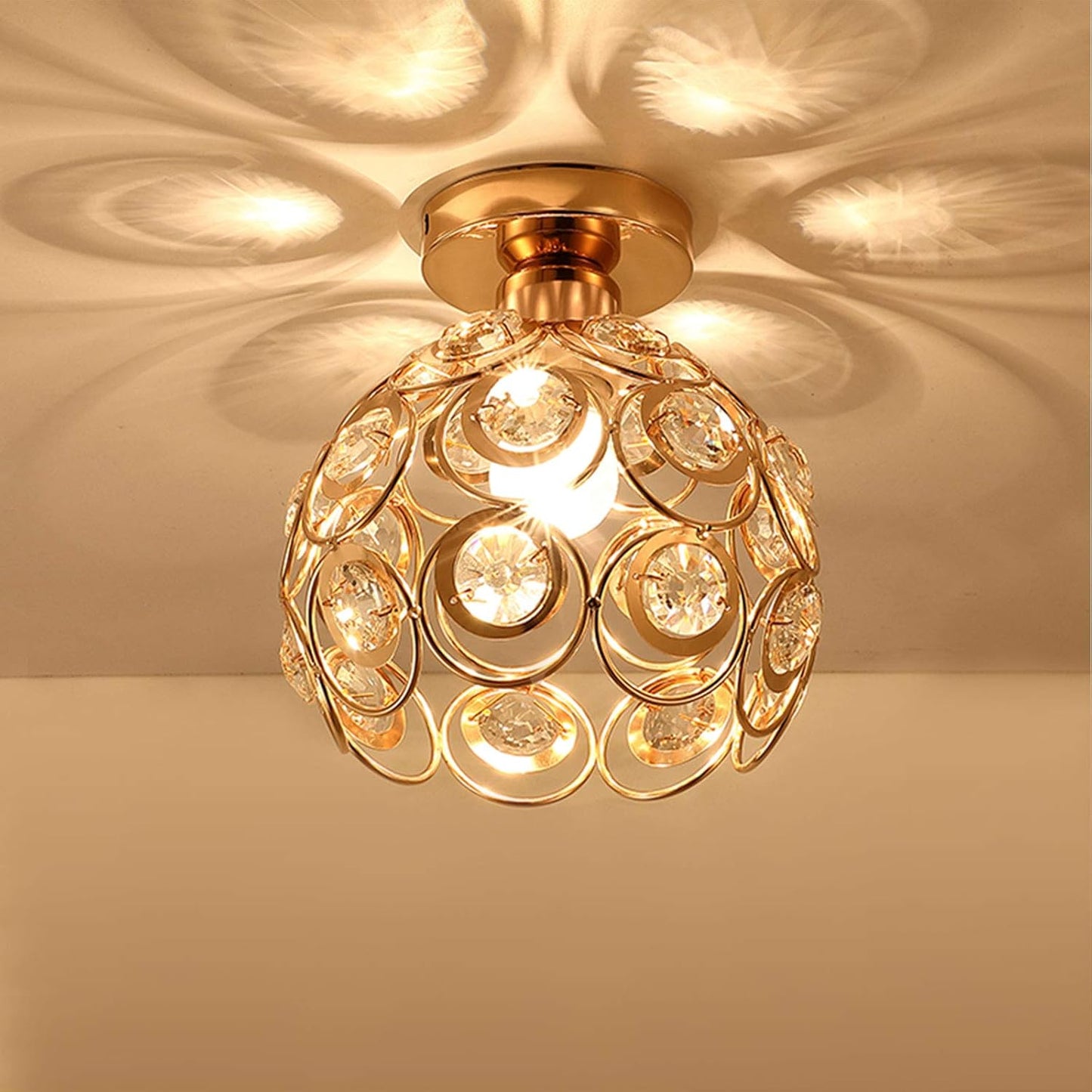 Black Mini Crystal Chandelier - Semi Flush Mount - E26 Base