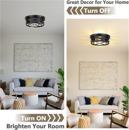 2-Pack Light Flush Mount Ceiling Lights - Farmhouse Black