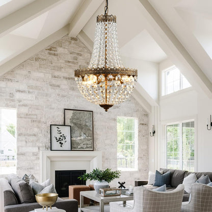 French Empire Mini Crystal Chandelier | 4 Lights | Bronze Finish
