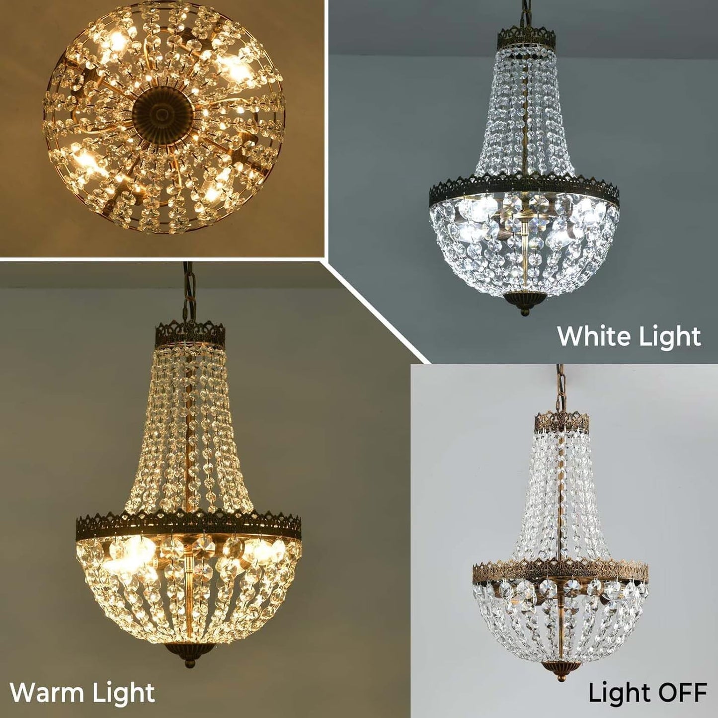 French Empire Mini Crystal Chandelier | 4 Lights | Bronze Finish