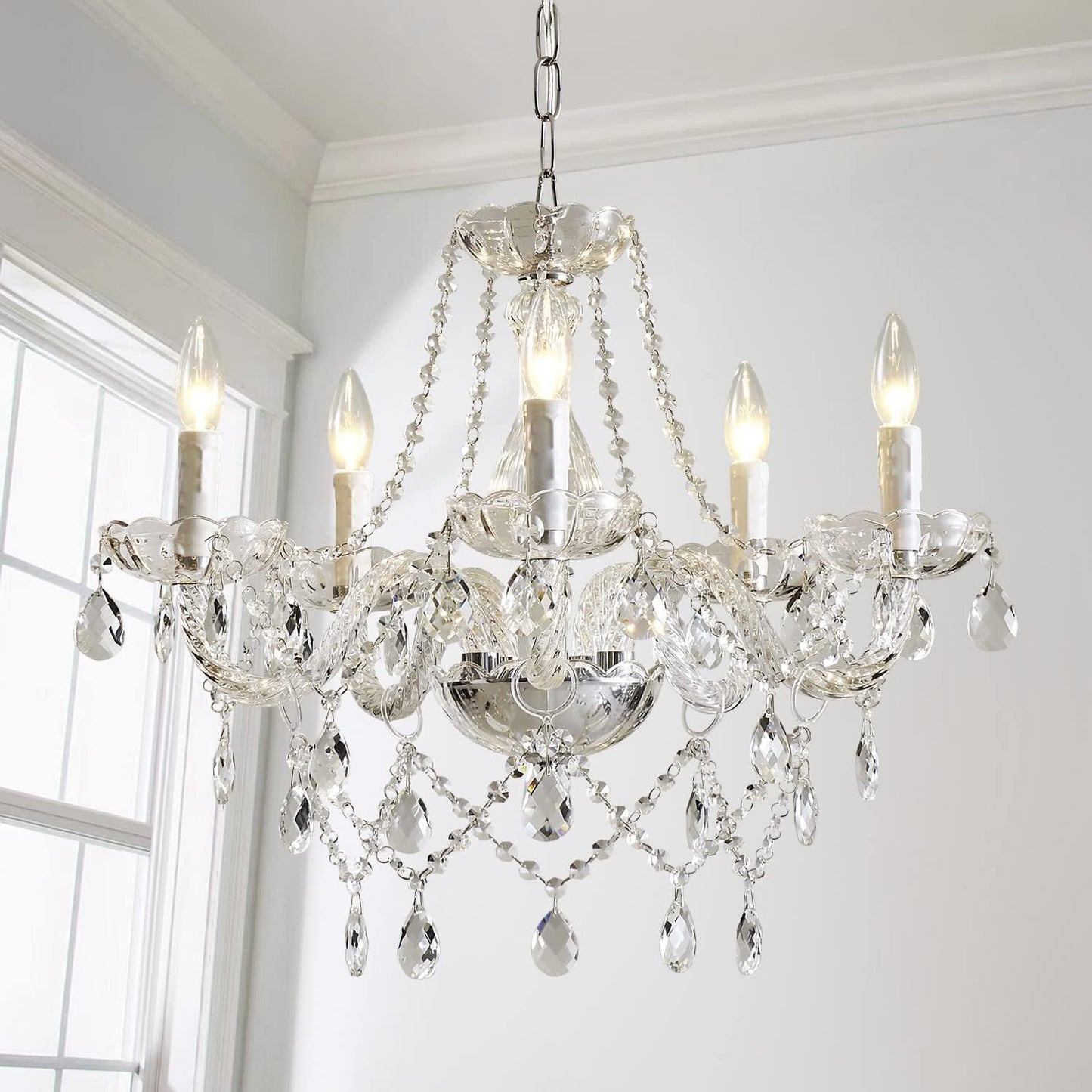 Saint Mossi 5 Light Crystal Chandelier - Modern K9 Glass - Clear