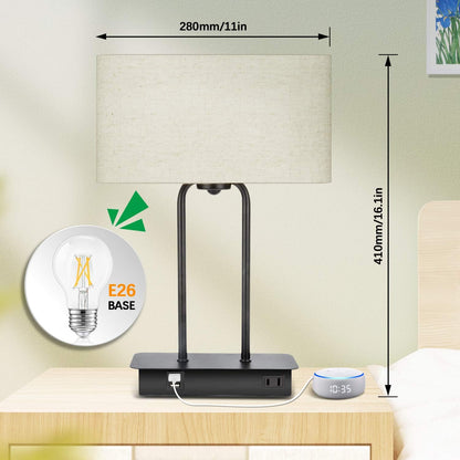 DreamHolder Table Lamp with 3 USB Ports, AC Outlet & Phone Stand