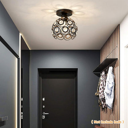 Black Mini Crystal Chandelier - Semi Flush Mount - E26 Base