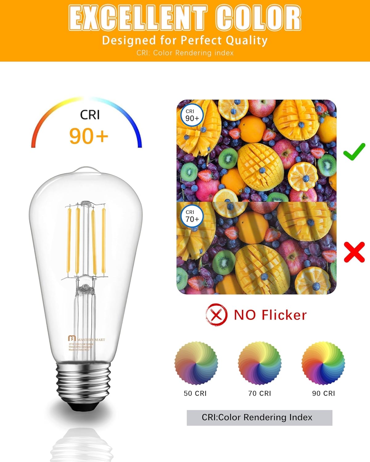 Antique LED Filament Bulbs, Clear Glass