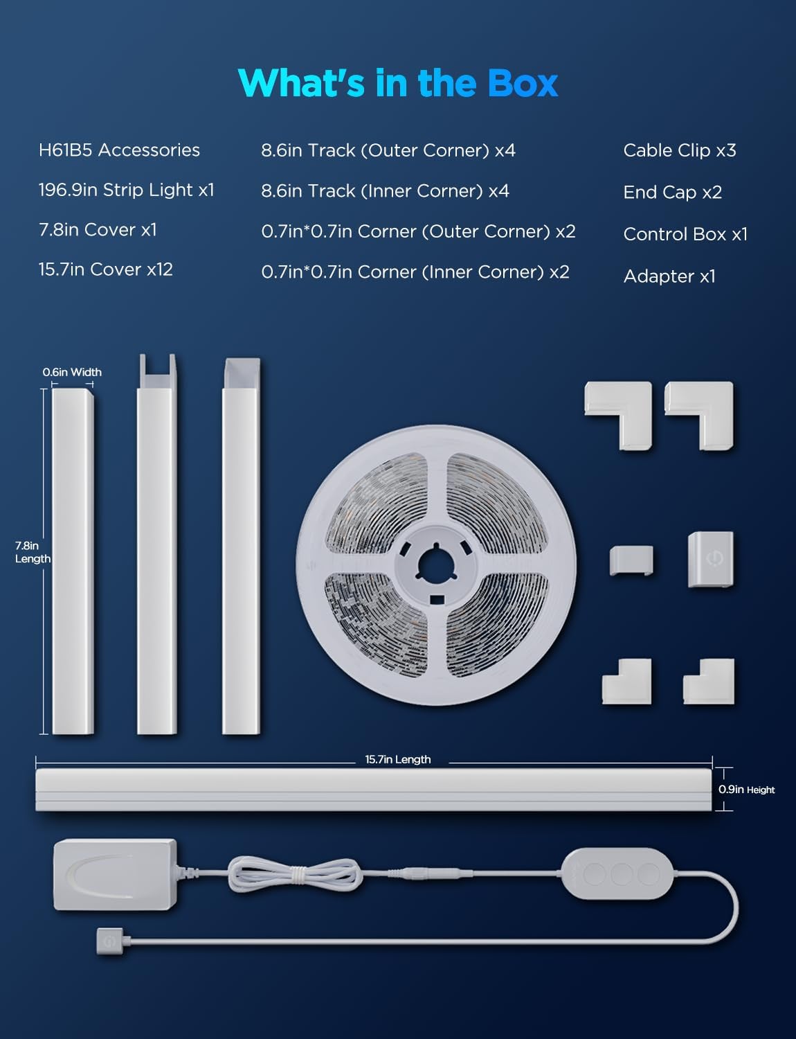 RGBIC LED Strip Lights 16.4ft with Covers