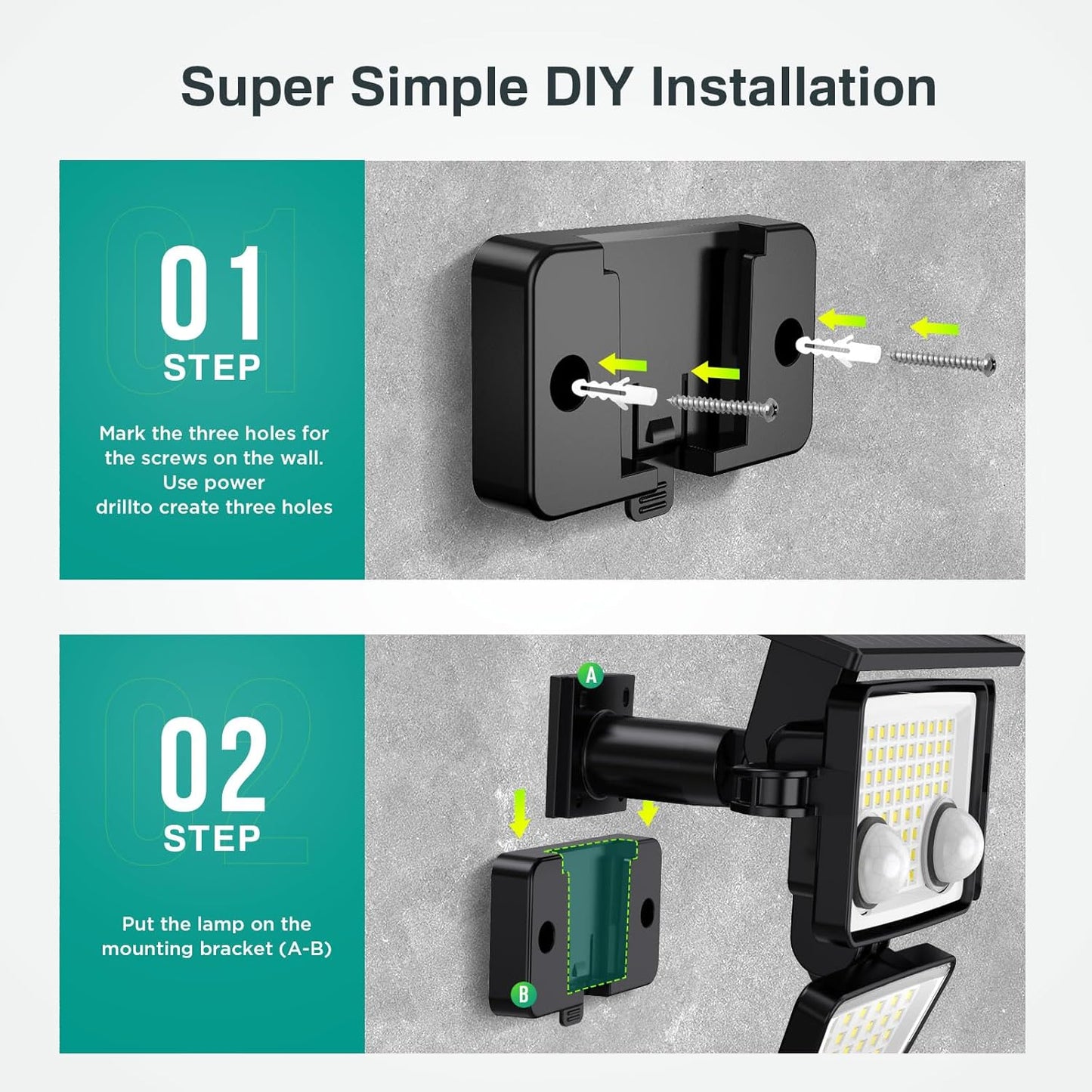 4 Heads IP65 Waterproof Powered Security Flood Lights