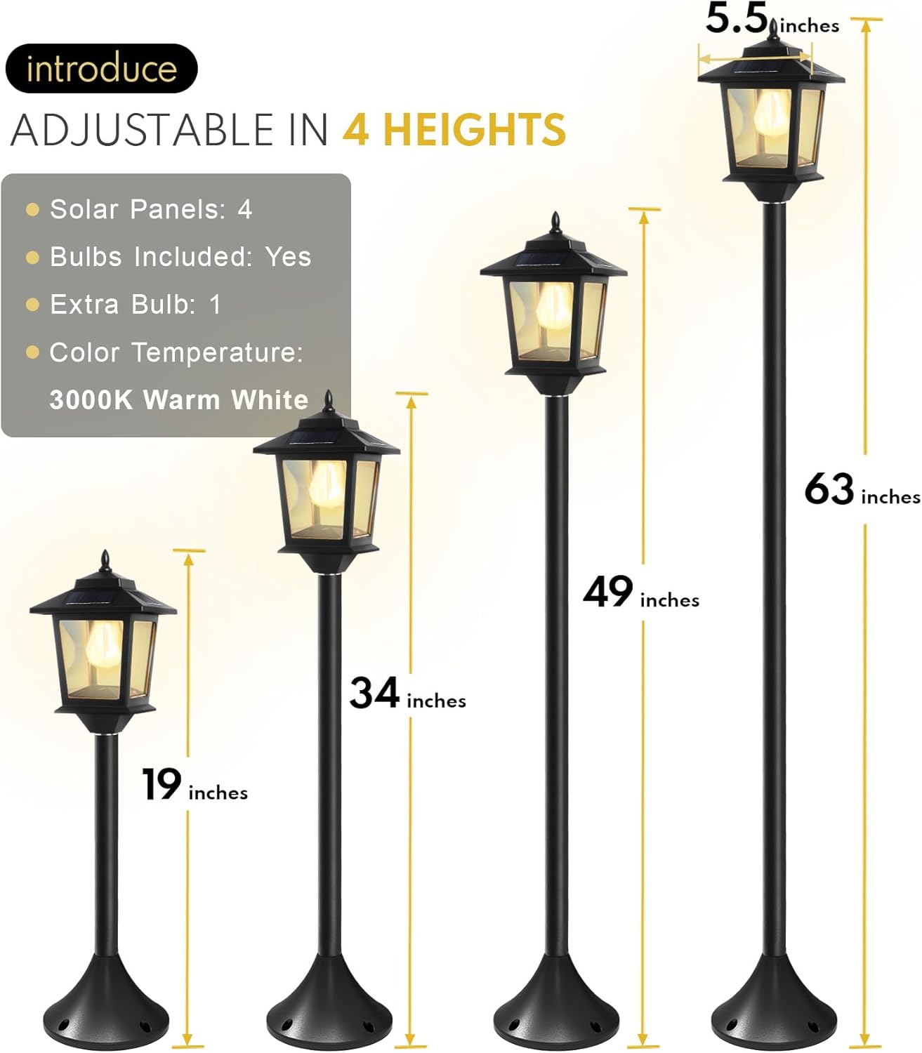 2 Pack Solar Lamp Post Light