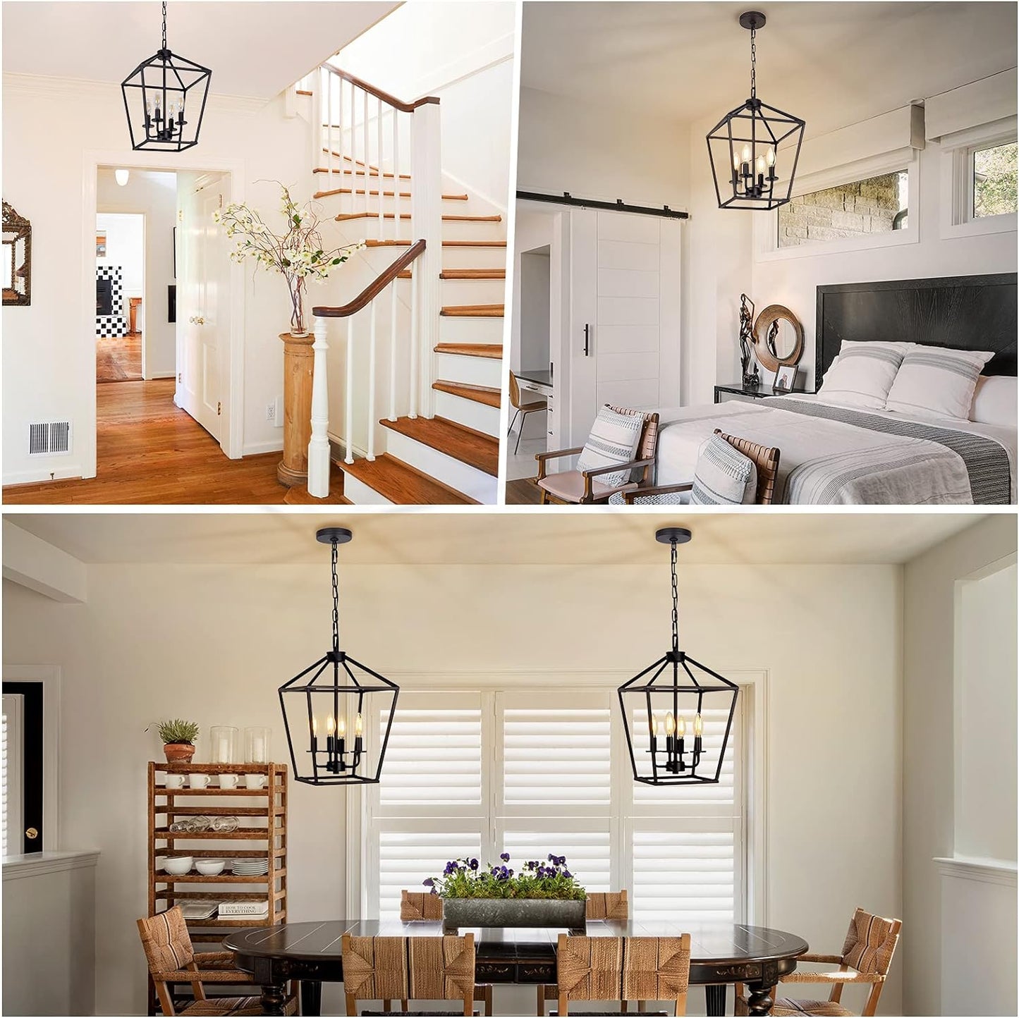 4 Light Industrial Chandelier | Adjustable Height | Farmhouse Style