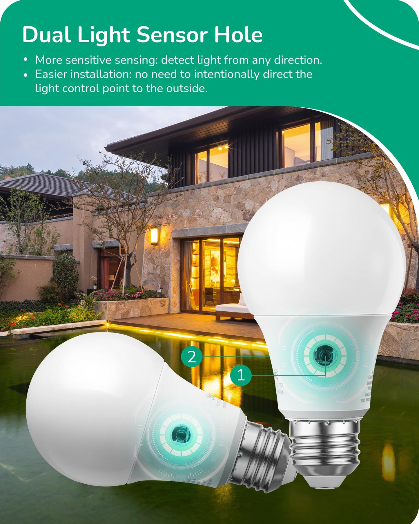 2700K Warm White Glow Dusk to Dawn Light Bulbs