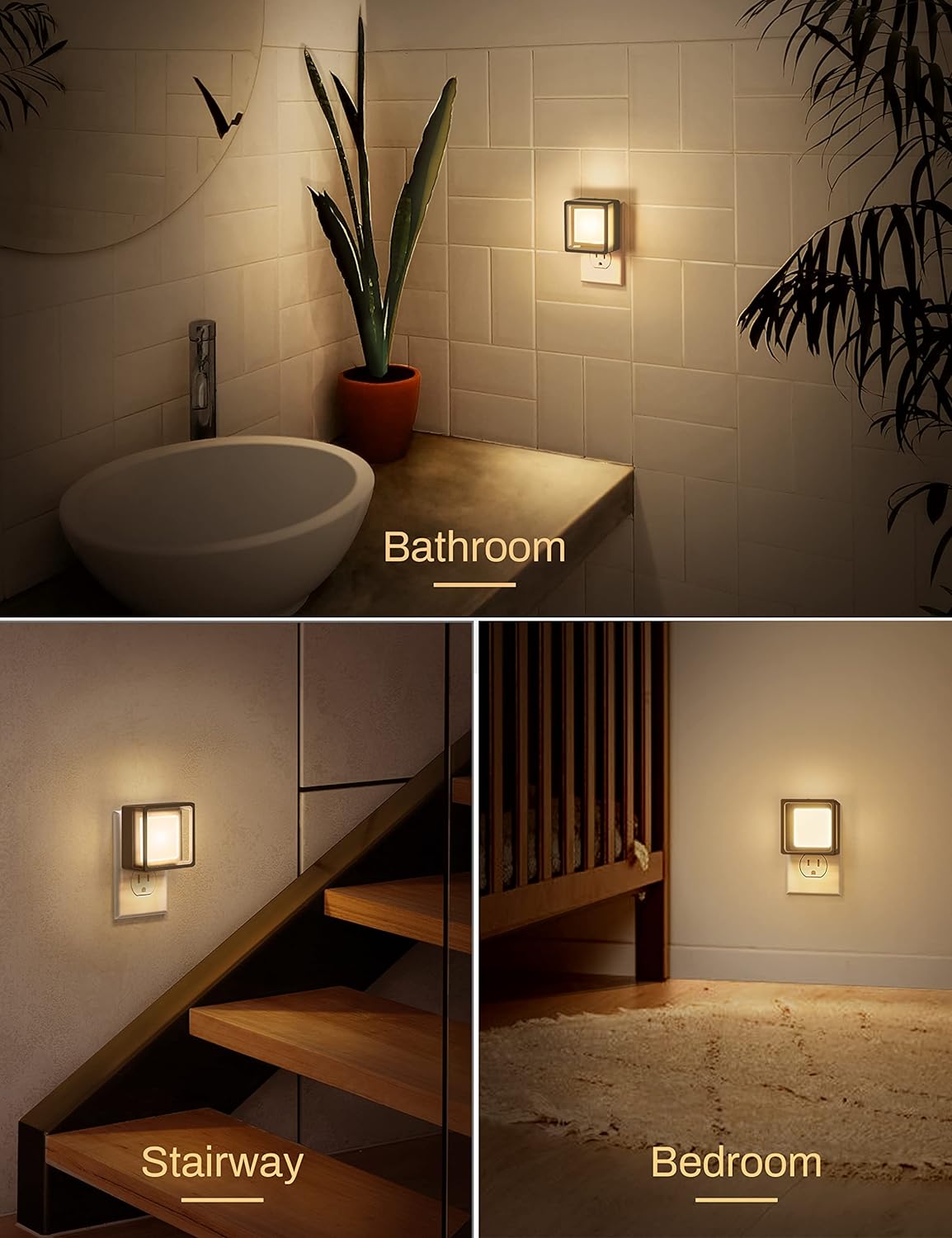 LED Night Light Plug in [2 Pack] | Dimmable | Dusk-to-Dawn Sensor