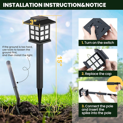 12 Pack LED Solar Outdoor Lights | Waterproof | 10H Lighting