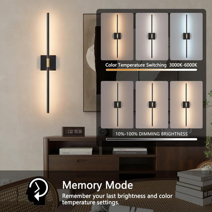 Rechargeable Wall Sconces - 2 Pack, Black & Gold, Remote Control