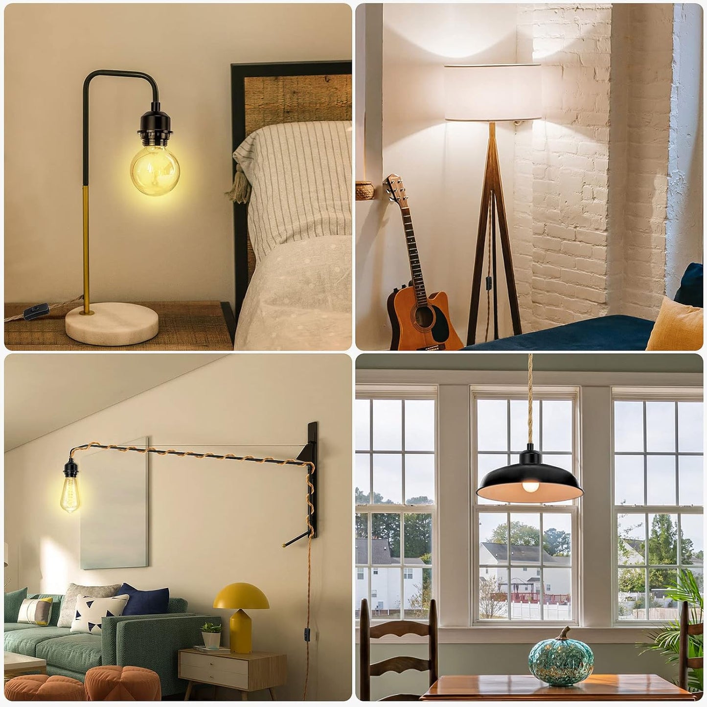 Plug-in Pendant Light Cord | 15FT Hemp Rope | E26/E27 Socket