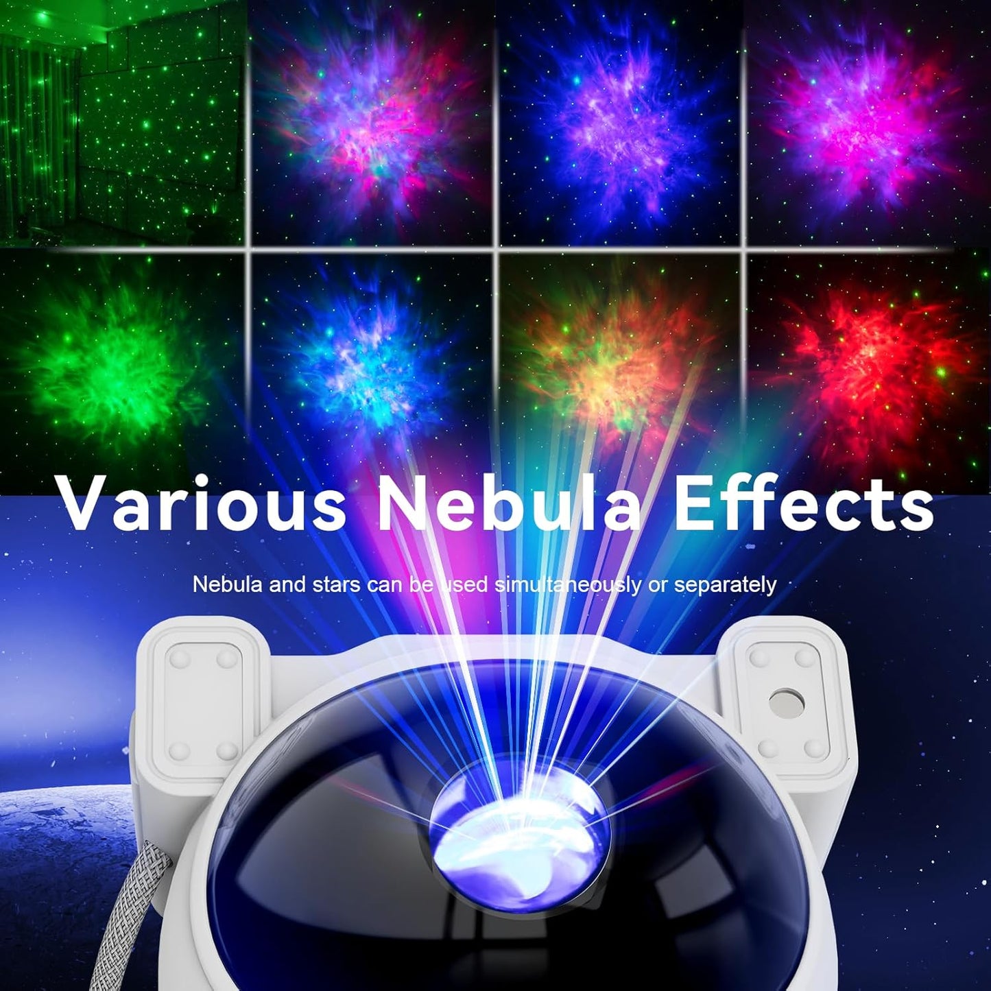 Star Projector Galaxy Night Light | Astronaut Space | Timer & Remote