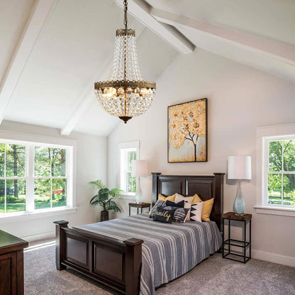 French Empire Mini Crystal Chandelier | 4 Lights | Bronze Finish