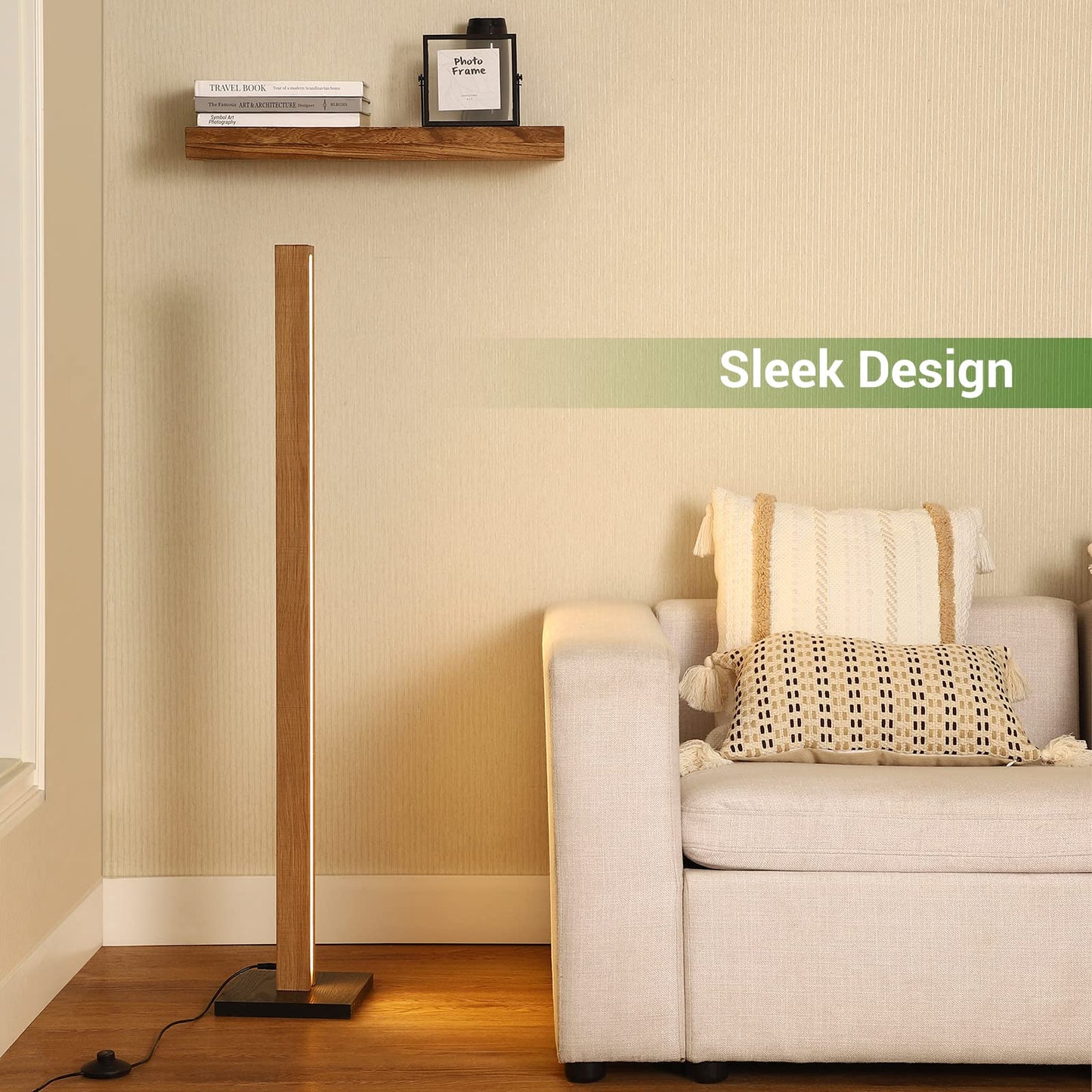 3000K Wood Corner Stick Floor Lamp