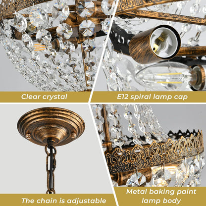 French Empire Mini Crystal Chandelier | 4 Lights | Bronze Finish