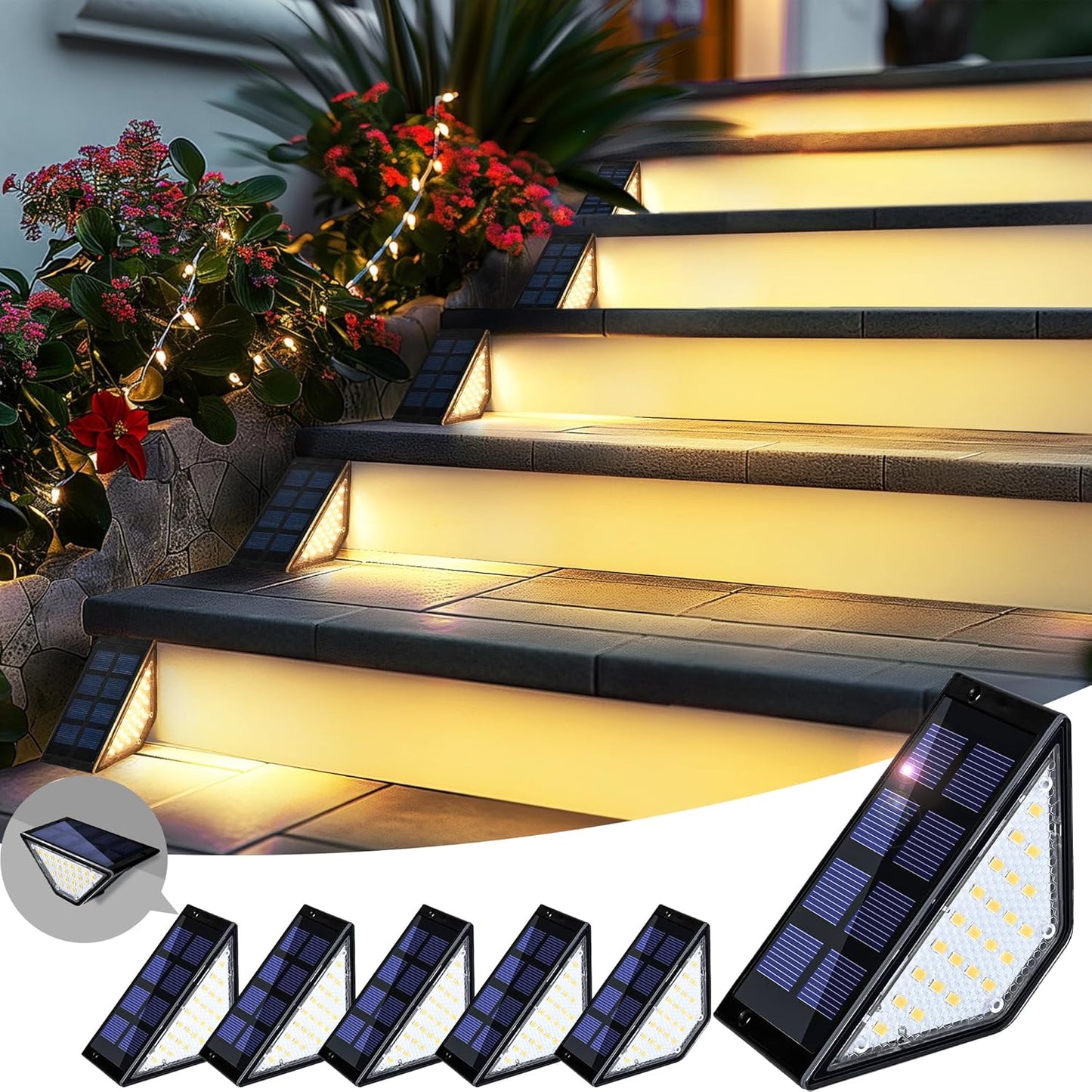 Solar Step Lights for Outside - 24 LED Waterproof Deck Lights - Choose Pack