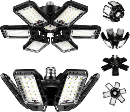 LED Garage Lights Bulb 2 Pack 180W | 18000LM | 6+1 Panels | 6500K