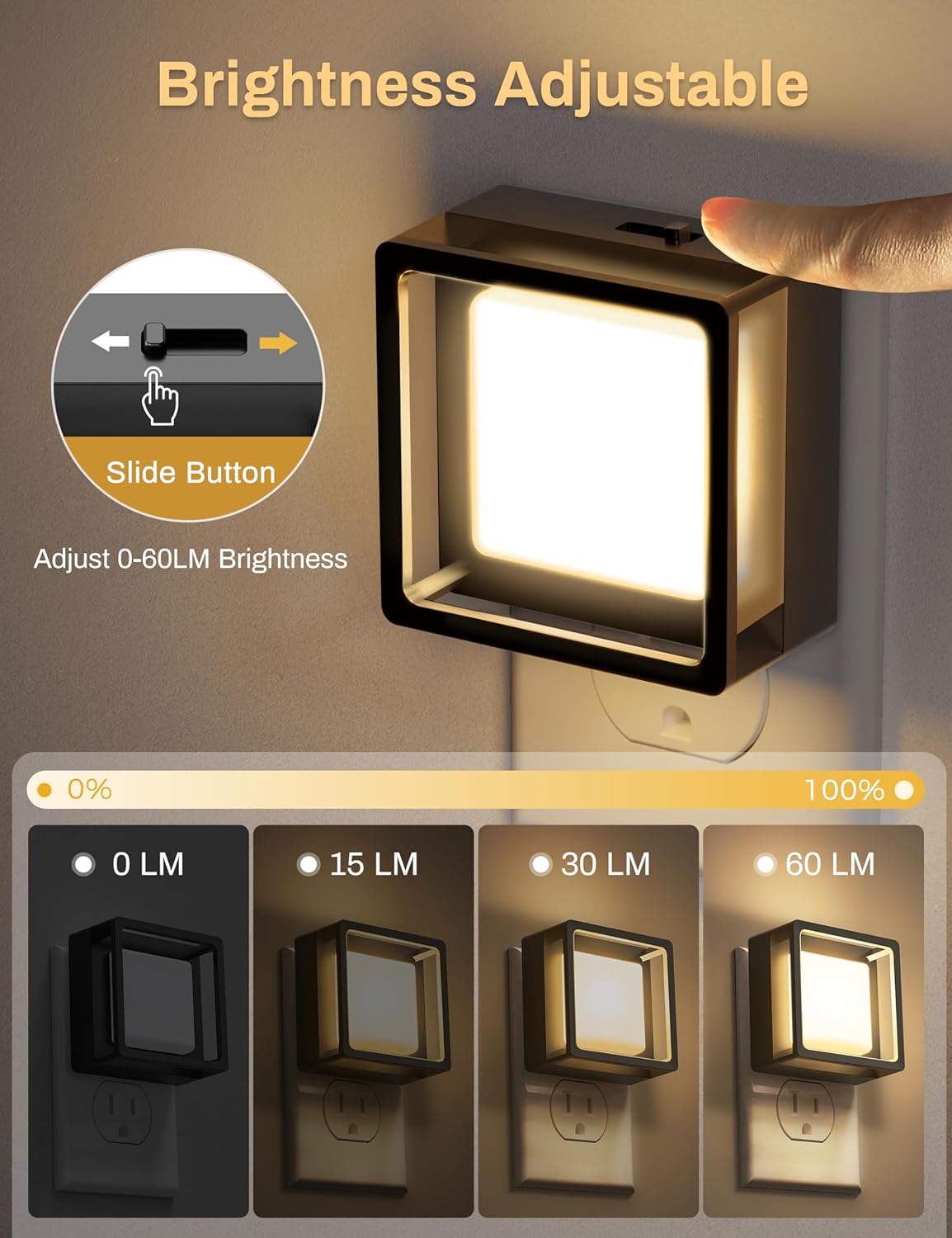 LED Night Light Plug in [2 Pack] | Dimmable | Dusk-to-Dawn Sensor