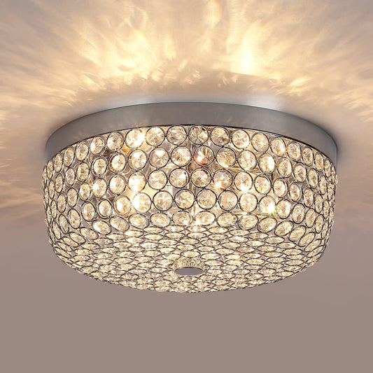 Crystal Flush Mount Ceiling Lights - Chandelier for Bedroom - E12×3