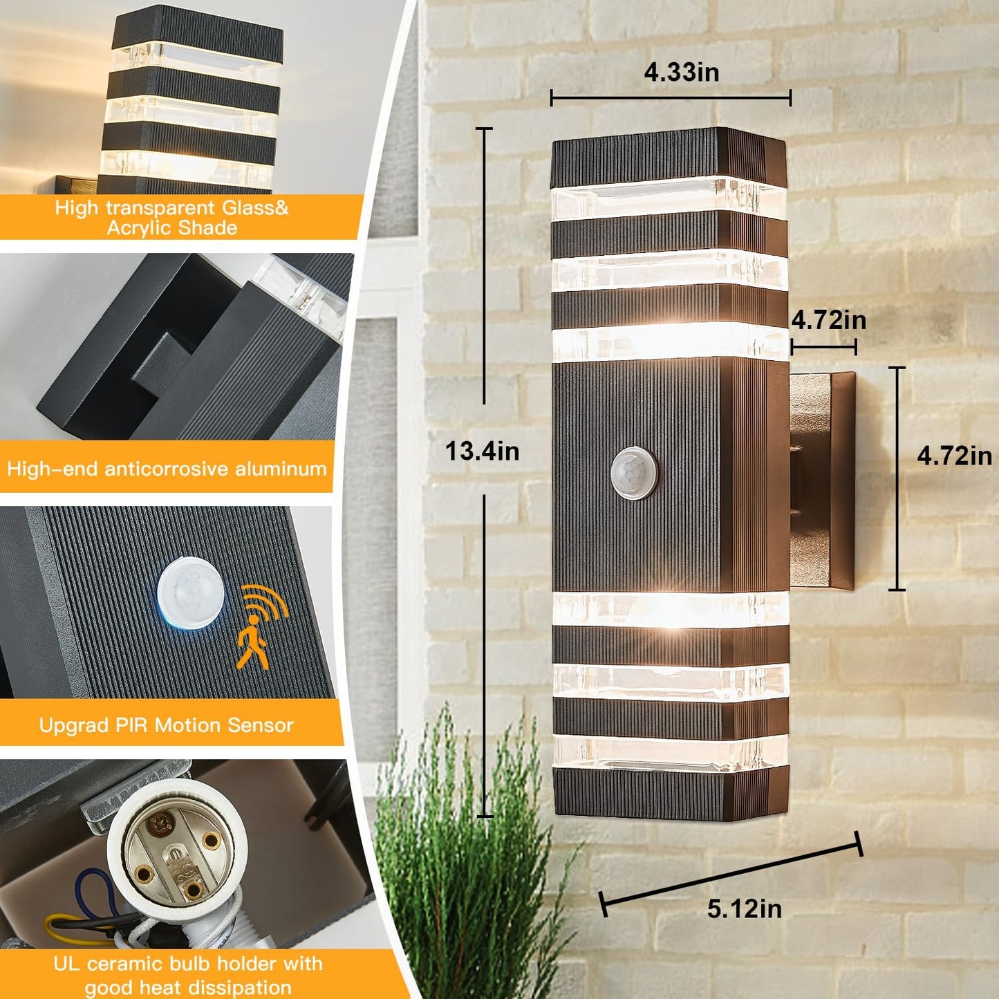 Outdoor Motion Sensor Wall Light Fixture theluminousdecor