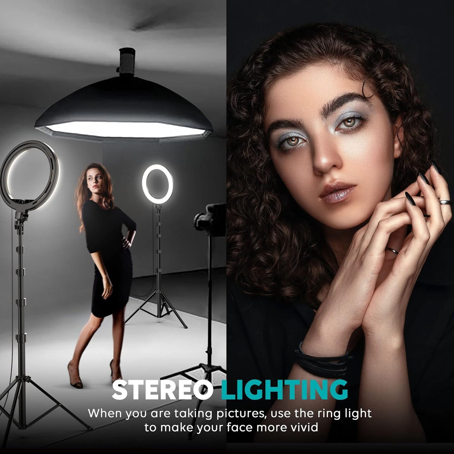 10" Selfie Ring Light with Tripod | 38 Color Modes | 72'' Tall