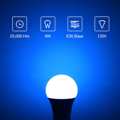 2 Pack A19 LED Blue Light Bulb