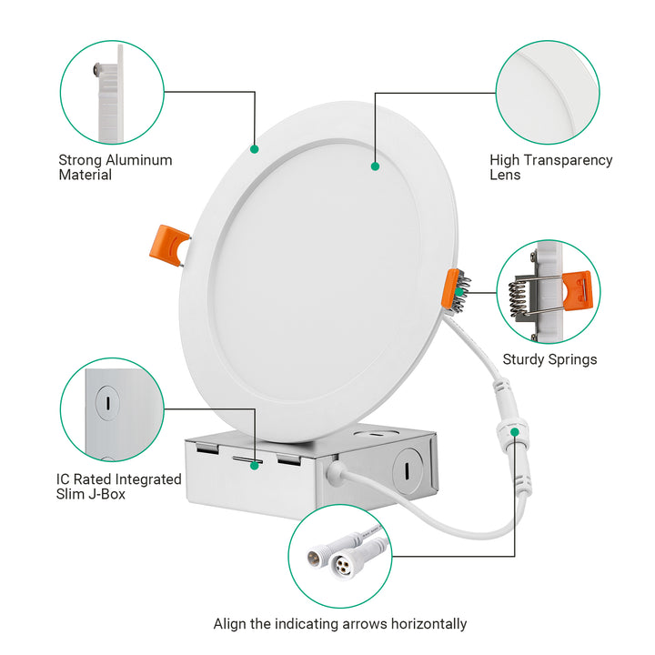 6″ LED Dimmable Recessed Light with Junction Box (12 Pack)-HJRL06A