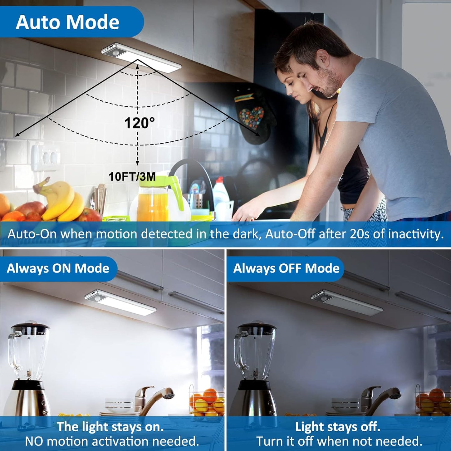 2-Pack, 30-LED Motion Sensor Under Cabinet Lights