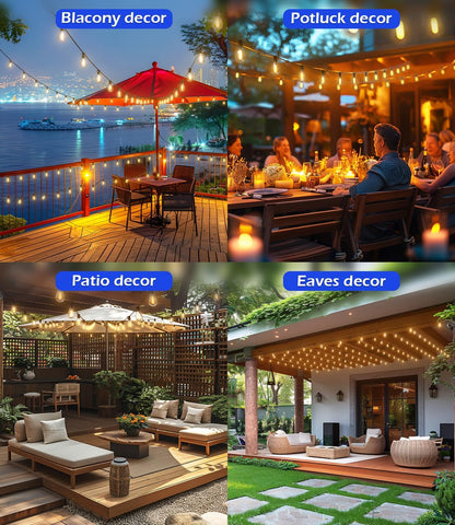 120FT LED Outdoor String Lights with 30+2 Edison Shatterproof Waterproof Bulbs