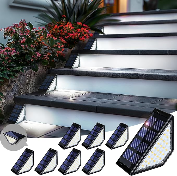 Solar Step Lights for Outside - 24 LED Waterproof Deck Lights - Choose Pack