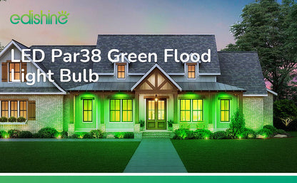 EDISHINE 18W Dimmable Green Flood Light Bulbs (2 Pack)-HLBP38E