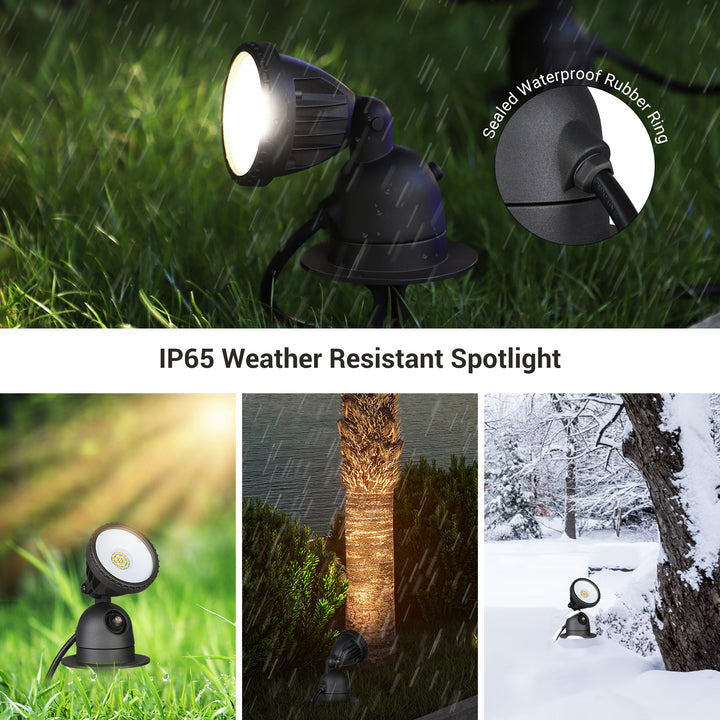 120V LED Spotlight with Dusk to Dawn Light Sensor & 3ft Extension Cord & 3 Lenses-HGSL04C