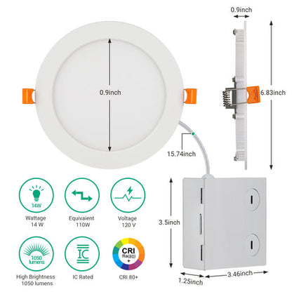 6″ LED Dimmable Recessed Light with Junction Box (12 Pack)-HJRL06A