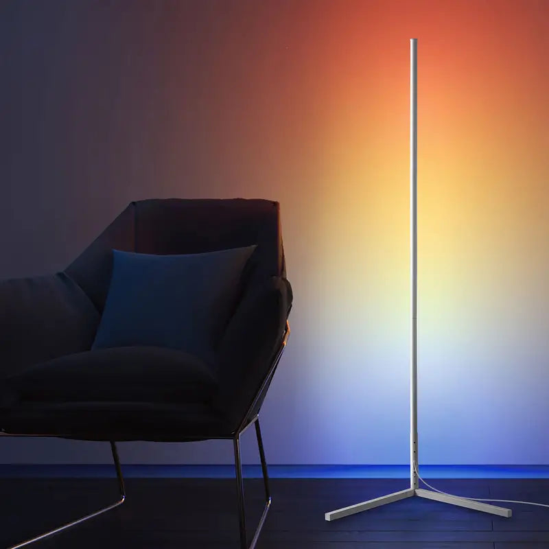 1pc RGBCW LED Corner Floor Lamp, Minimalist Dimmable Mood Light, 57" Standing Tall Lamp For Living Room, Bedroom, Home Office, Party, Lighting & Home Décor, 3000K-6000K Warm White Light