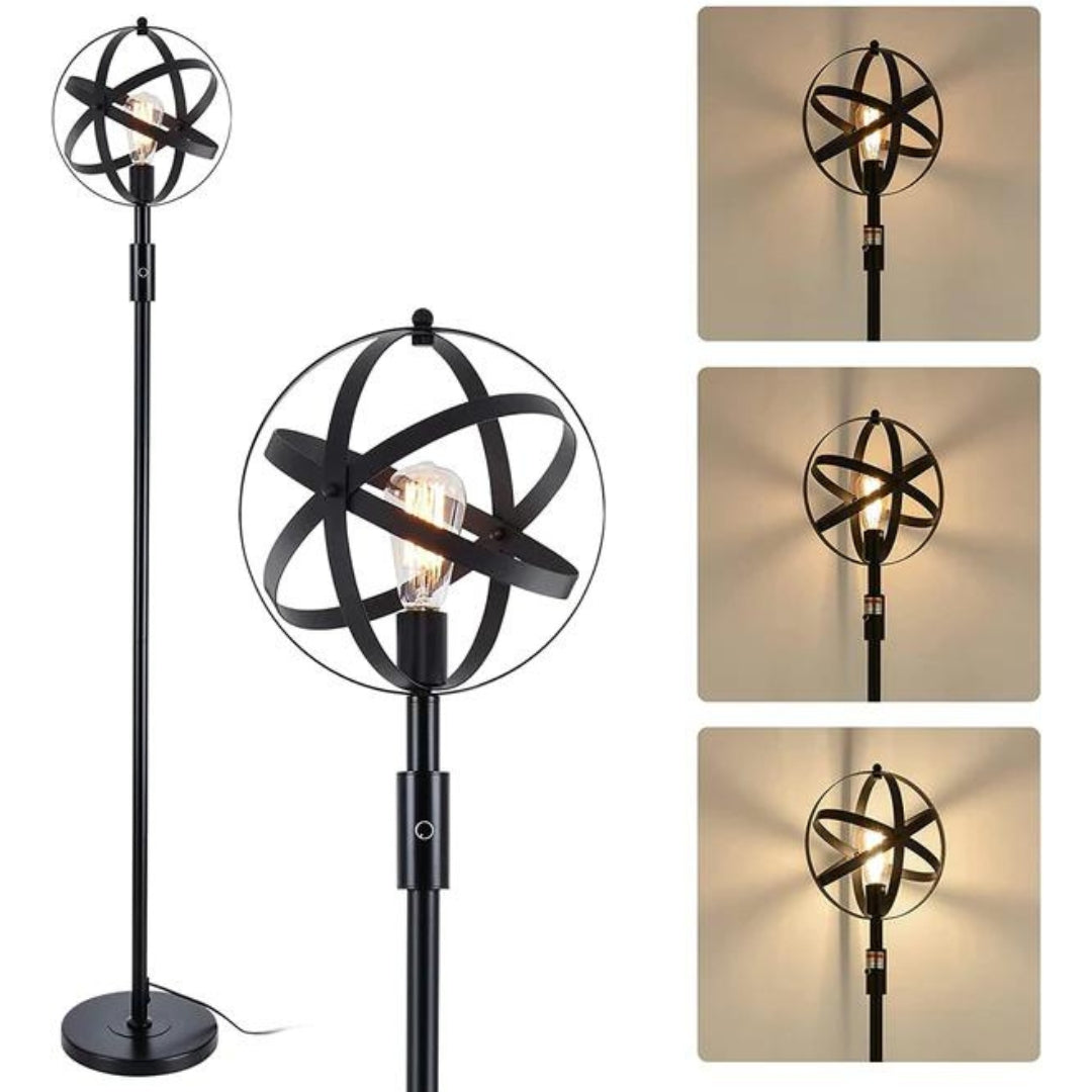 Rustic Spherical Floor Lamp, Matte Black My Store