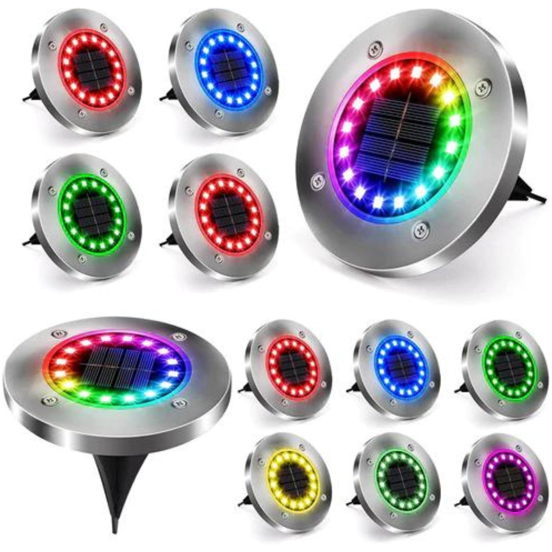 Color Changing Solar Ground Lights, 12 Pack 16 LED Solar Outdoor Lights Landscape Lighting, Multicolor Solar Disk Lights, Waterproof Disc Puck Lights for Pathway Garden Yard Lawn Walkway Decor My Store