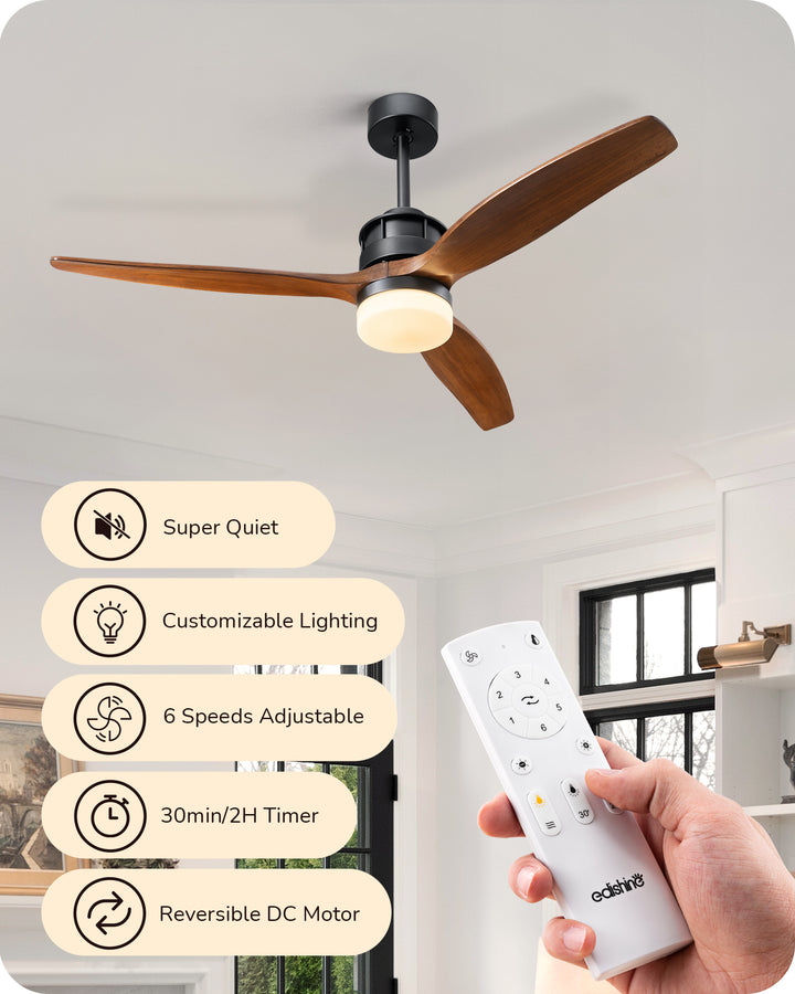 52 Inch Remote Control Ceiling Fans With Lights-HCFM01A