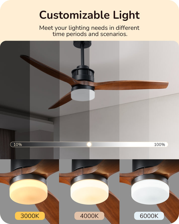 52 Inch Remote Control Ceiling Fans With Lights-HCFM01A