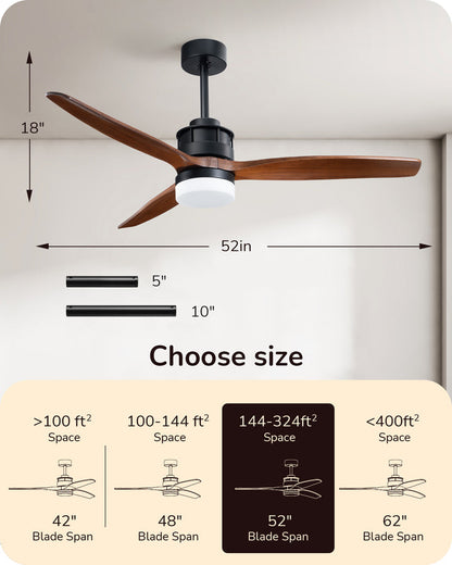 52 Inch Remote Control Ceiling Fans With Lights-HCFM01A