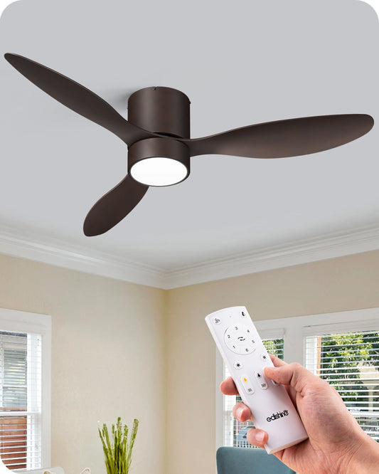 EDISHINE 52 Inch Dimmable 3 Color Modern Ceiling Fan with Light and Remote-HCFM02A