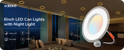 12 Pack 6 Inch 5CCT LED Recessed Lighting with Night Light-HCRL06B